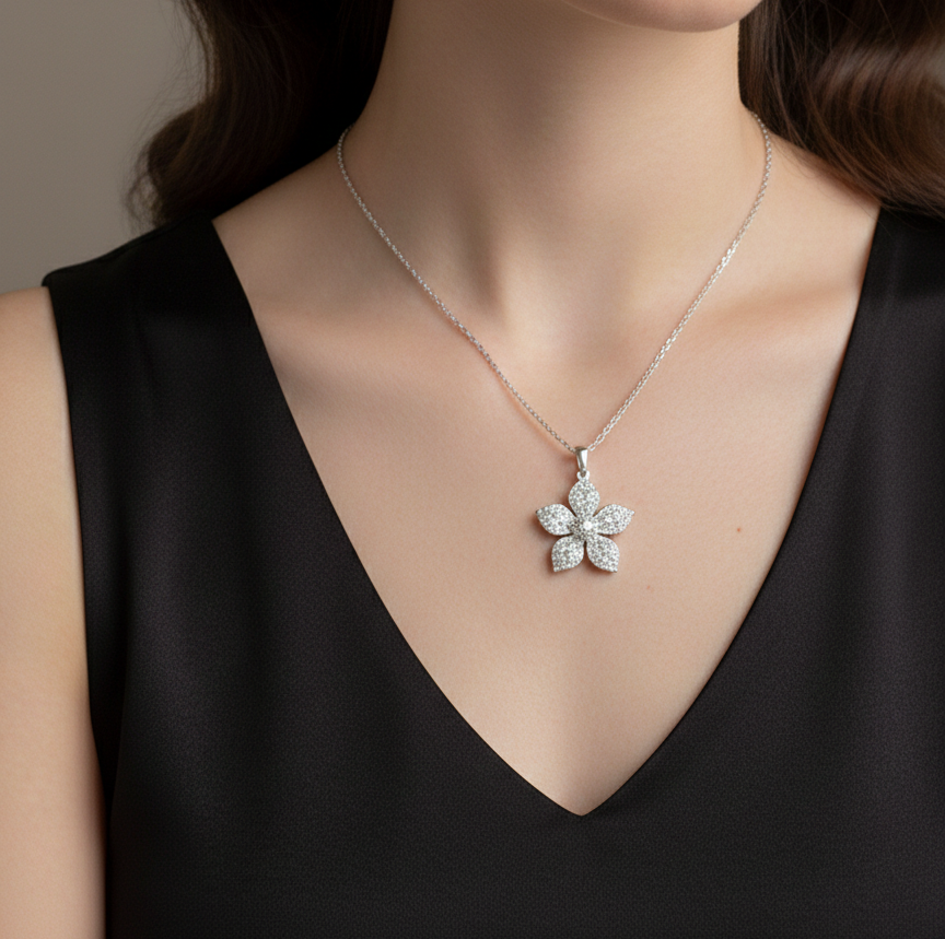 Sparkle‑filled Flower Jewellery Set