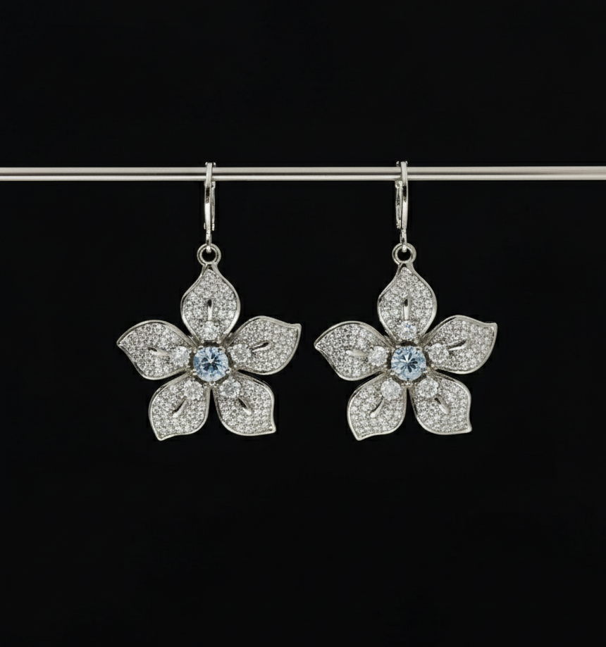 Sparkle‑filled Flower Jewellery Set