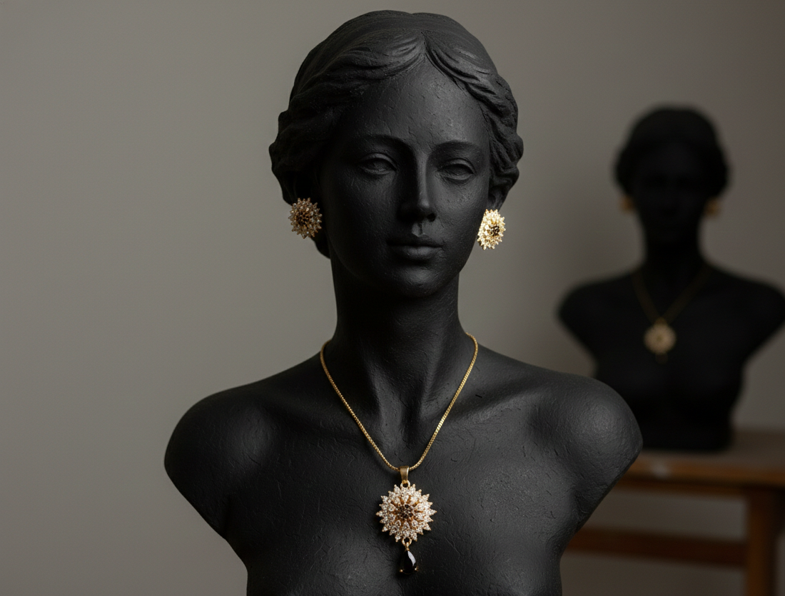 🔹 *Stunning Gold Jewellery Set ✨* – necklace & earrings combo that screams elegance!