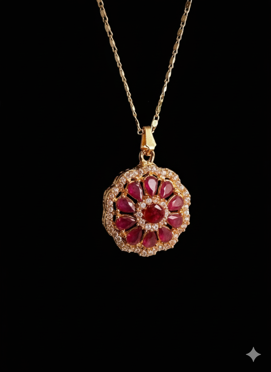Stunning Ruby & Diamond Floral Jewellery Set