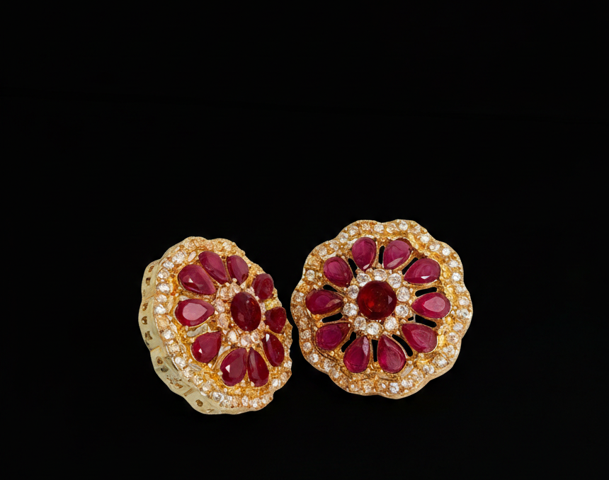 Stunning Ruby & Diamond Floral Jewellery Set