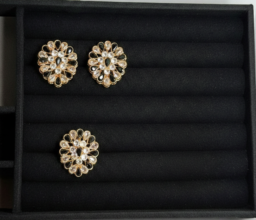 Stunning Gold‑Toned Jewellery Set – Earrings & Pendant