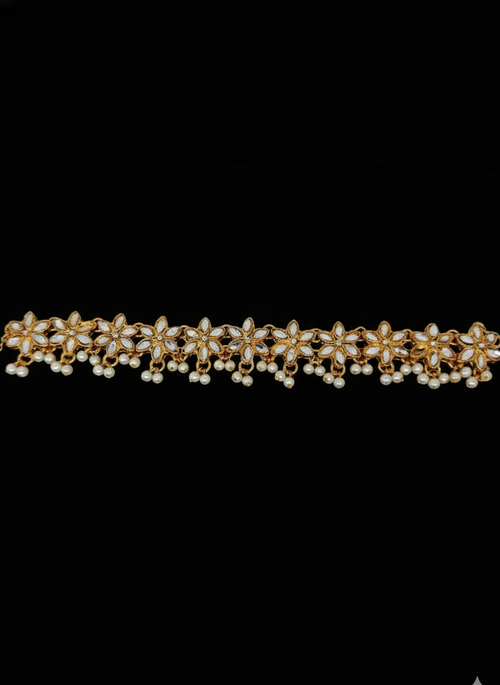Gorgeous Gold Floral Anklet with Pearls