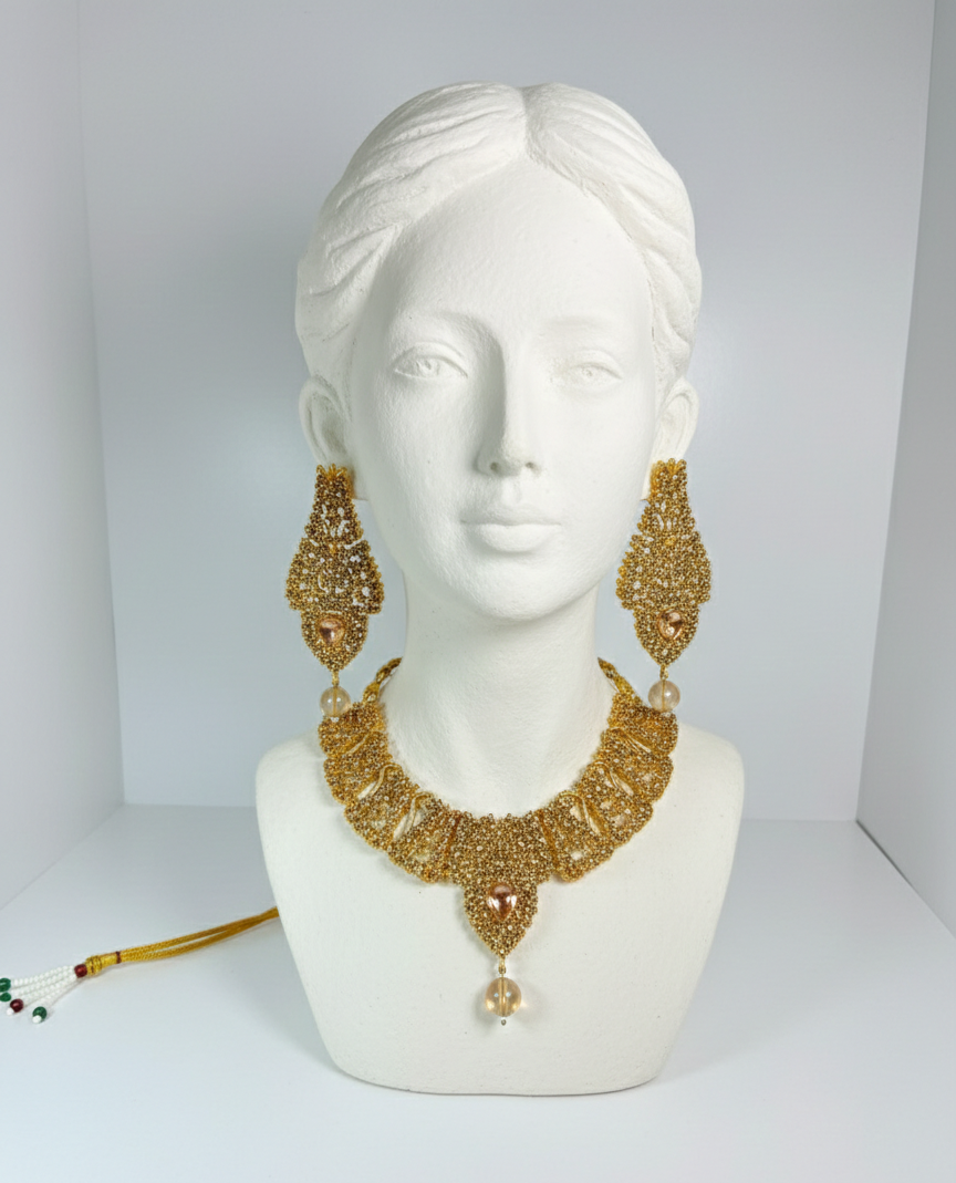 ✨ Regal gold‑plated necklace & earring set ✨