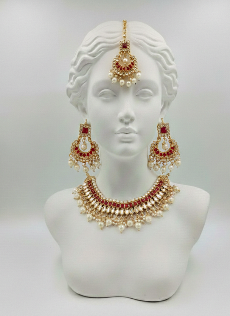 Choker Neckless Set In Red