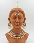 Stunning gold-toned choker necklace set with purple & pearl accents