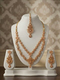 The Peach Petal Kundan-Style Set | Shahi Peach Dulhan Set | Necklace, Earrings & Tikka