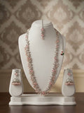 Frosted Floral Jhumka Set| Sangeet Sparkle Mala | Long Mala-Style Necklace, Maang Tikka, Jhumka-Style Earrings