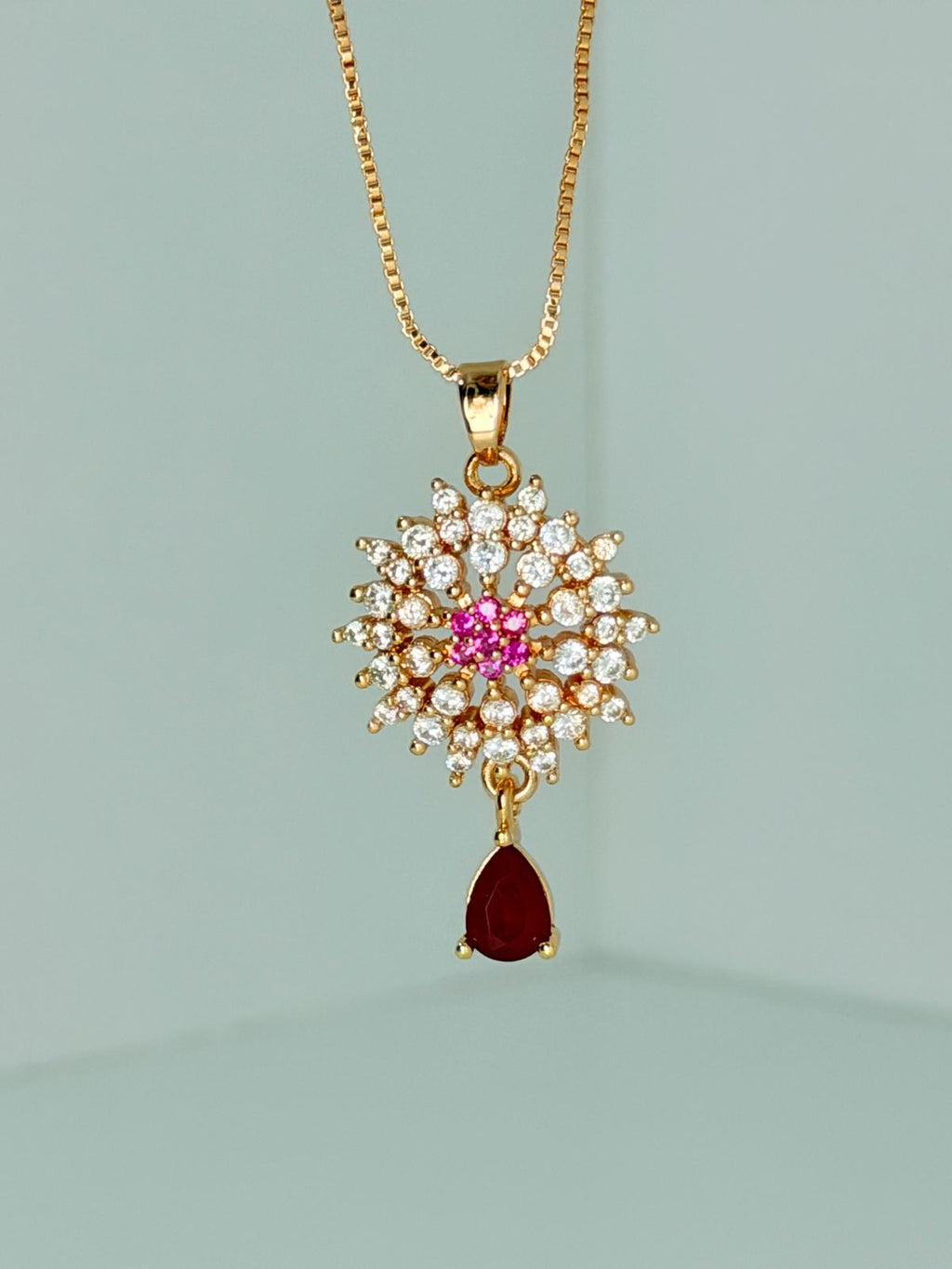 ✨ *Glam Pink & Ruby Floral Jewellery Set* ✨