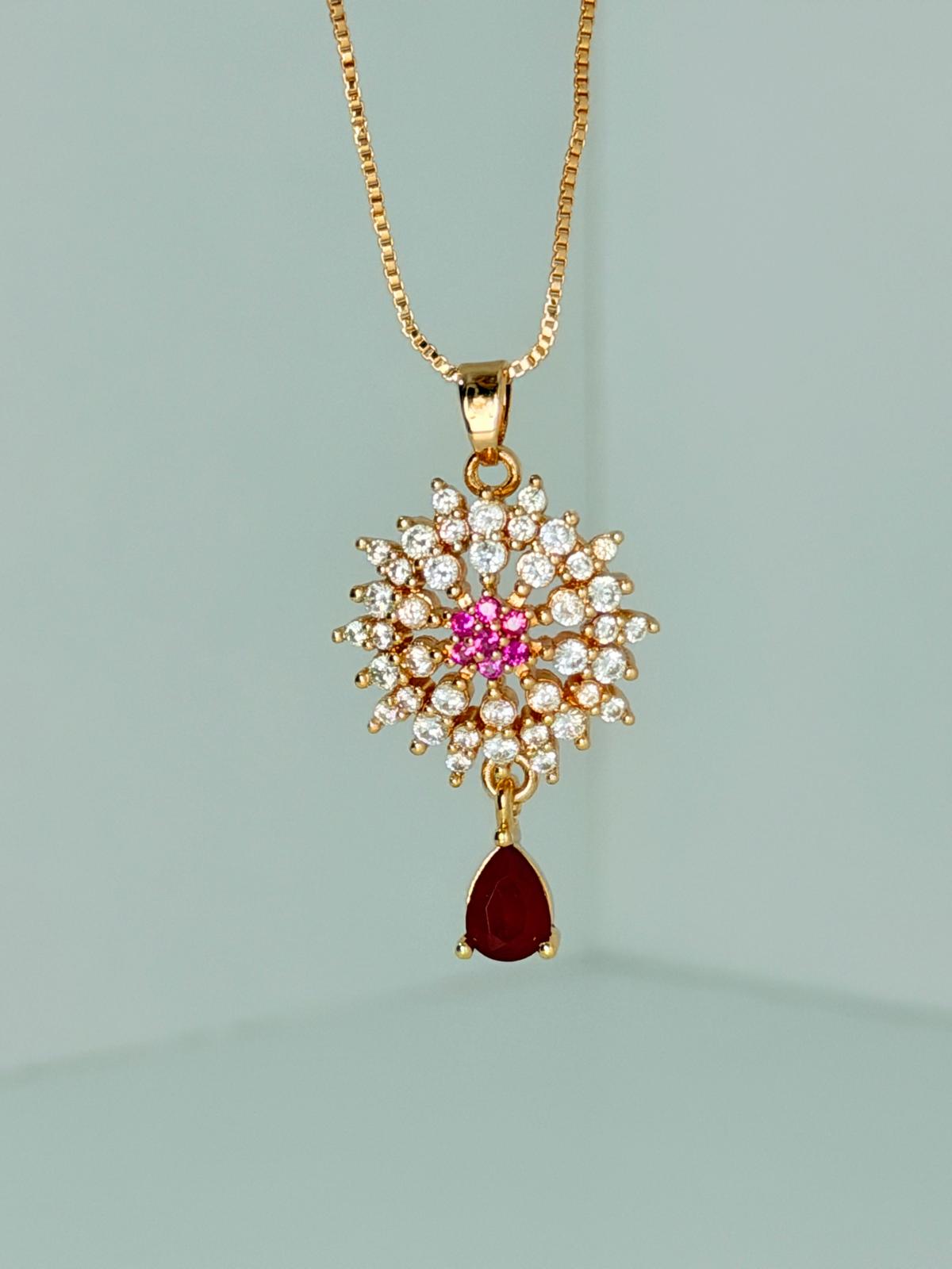 ✨ *Glam Pink & Ruby Floral Jewellery Set* ✨