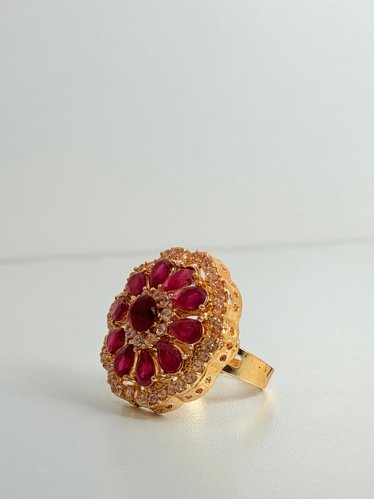 Stunning Ruby & Diamond Floral Jewellery Set