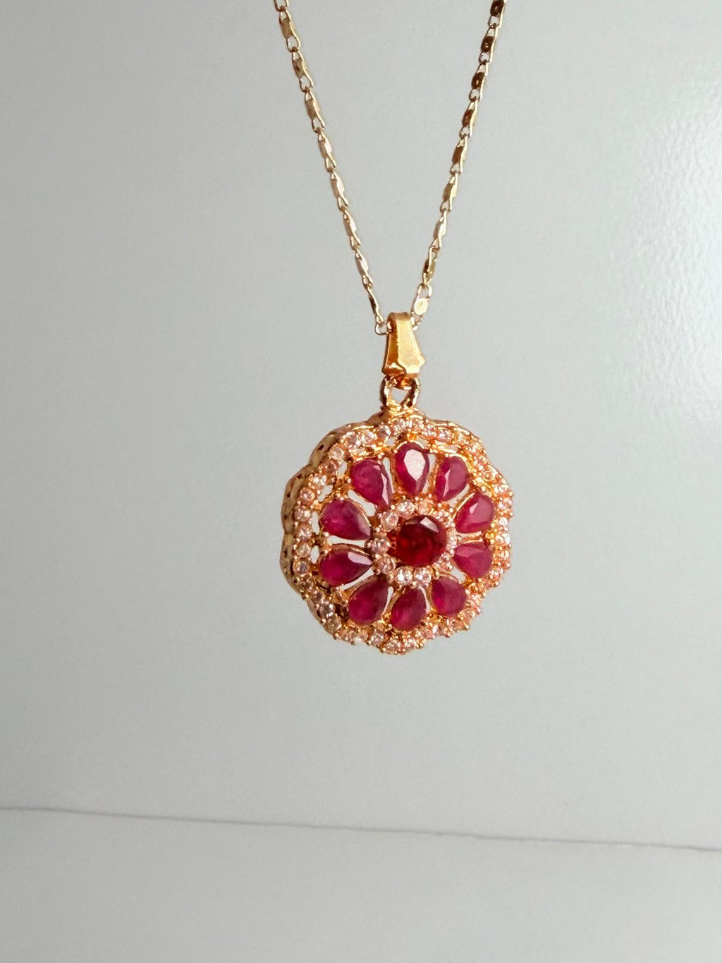Stunning Ruby & Diamond Floral Jewellery Set