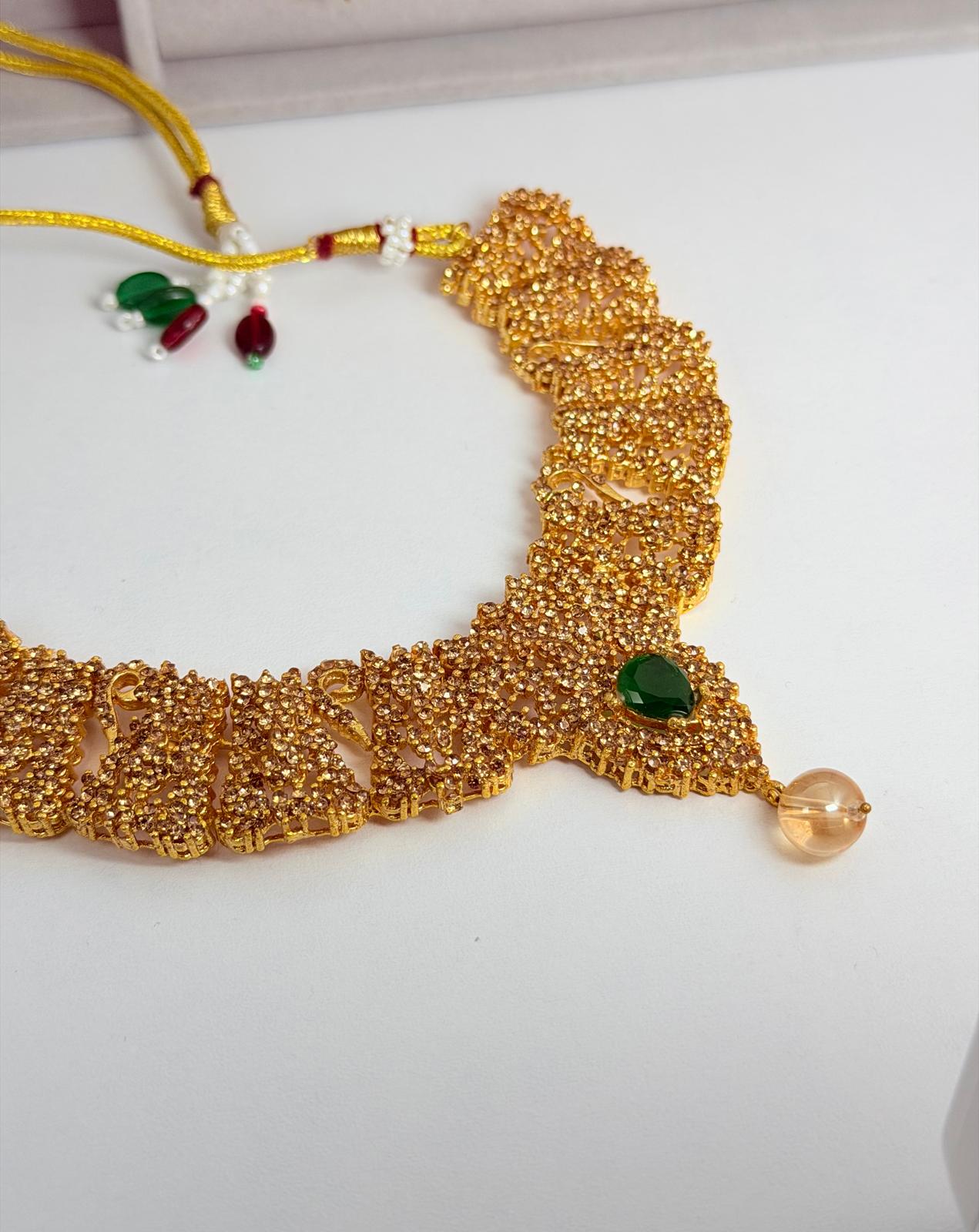 Stunning gold‑plated necklace & earring set