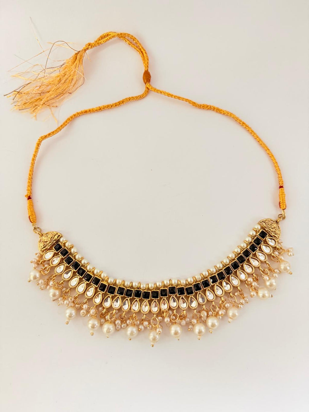 Elegant Black &amp |Gold Kundan Jewelry Set.
