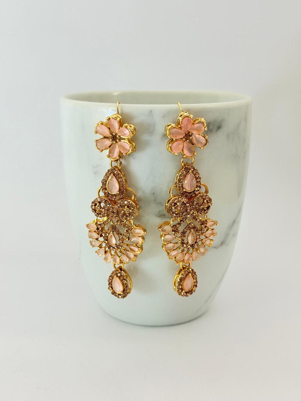 The Peach Petal Kundan-Style Set | Shahi Peach Dulhan Set | Necklace, Earrings & Tikka