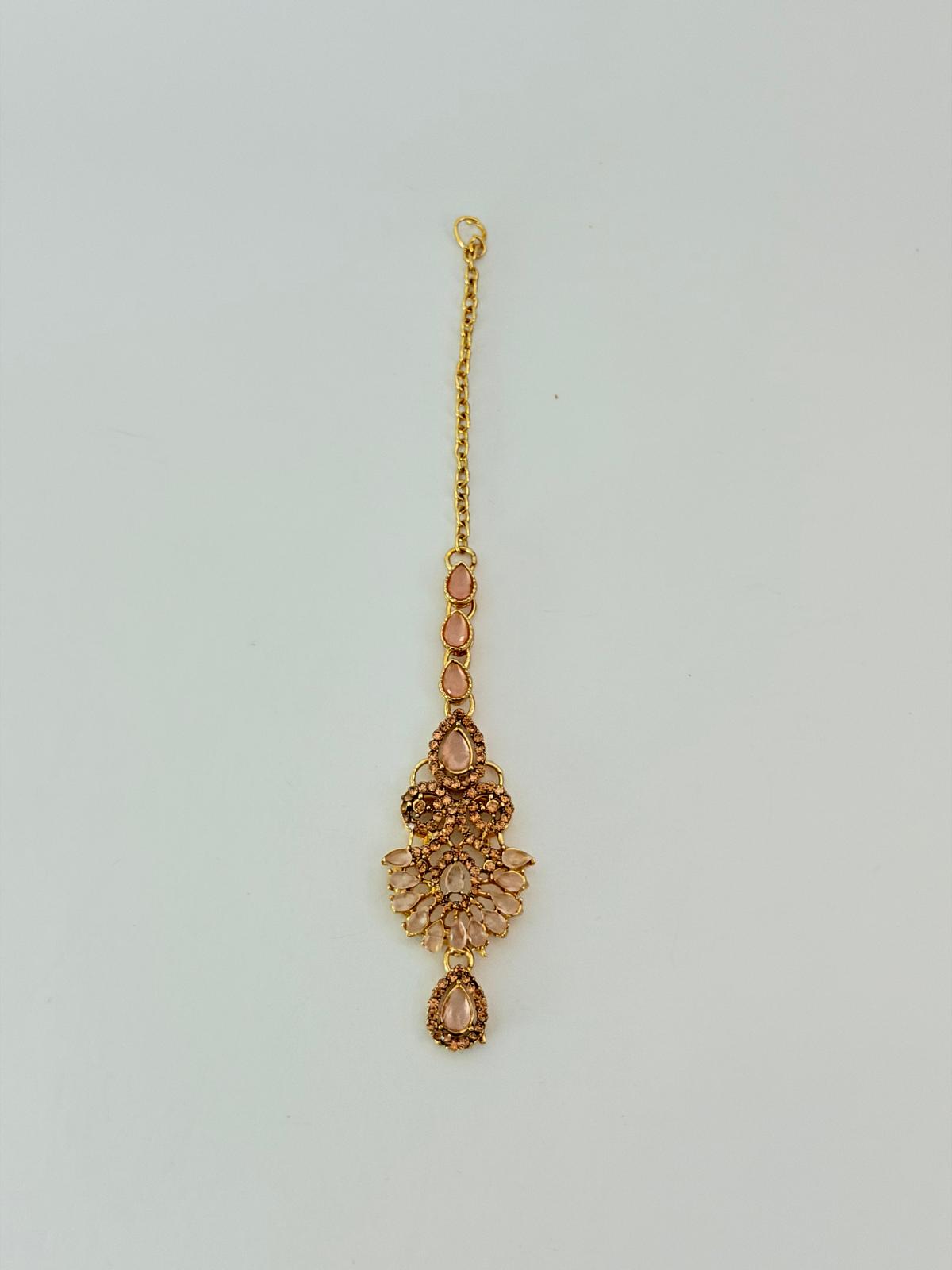 The Peach Petal Kundan-Style Set | Shahi Peach Dulhan Set | Necklace, Earrings & Tikka