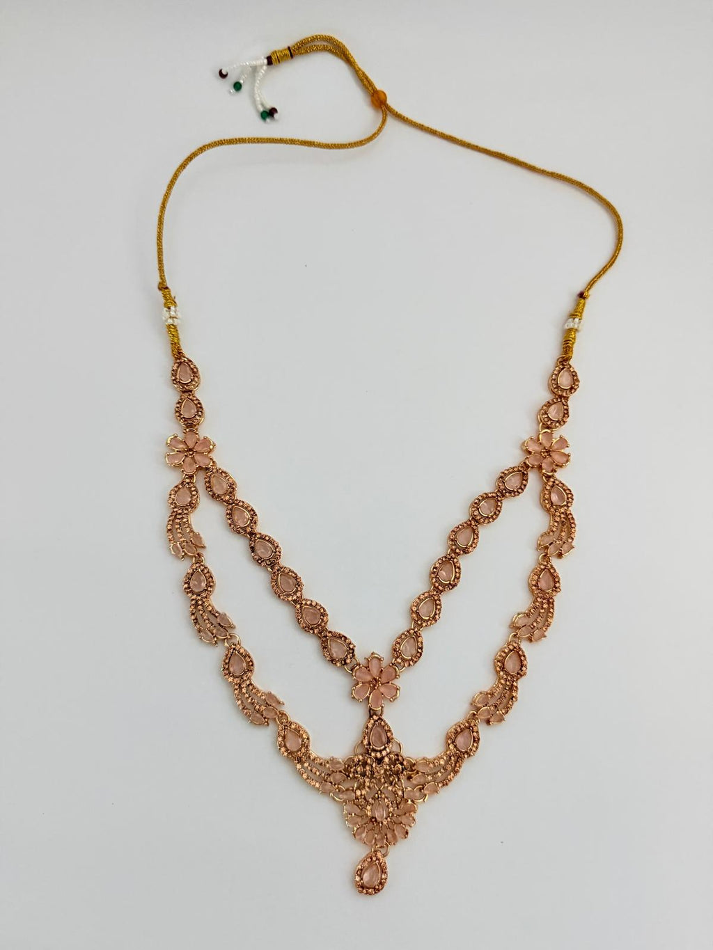 The Peach Petal Kundan-Style Set | Shahi Peach Dulhan Set | Necklace, Earrings & Tikka