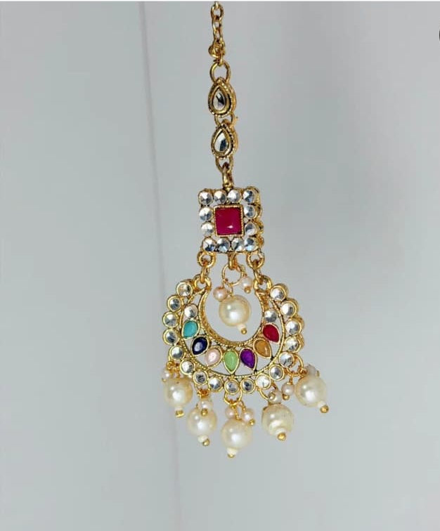 Stunning Traditional Gold‑Tone and Multi colour Jewellery Set