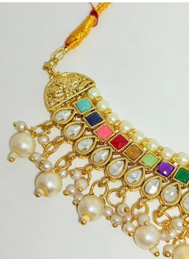 Stunning Traditional Gold‑Tone and Multi colour Jewellery Set