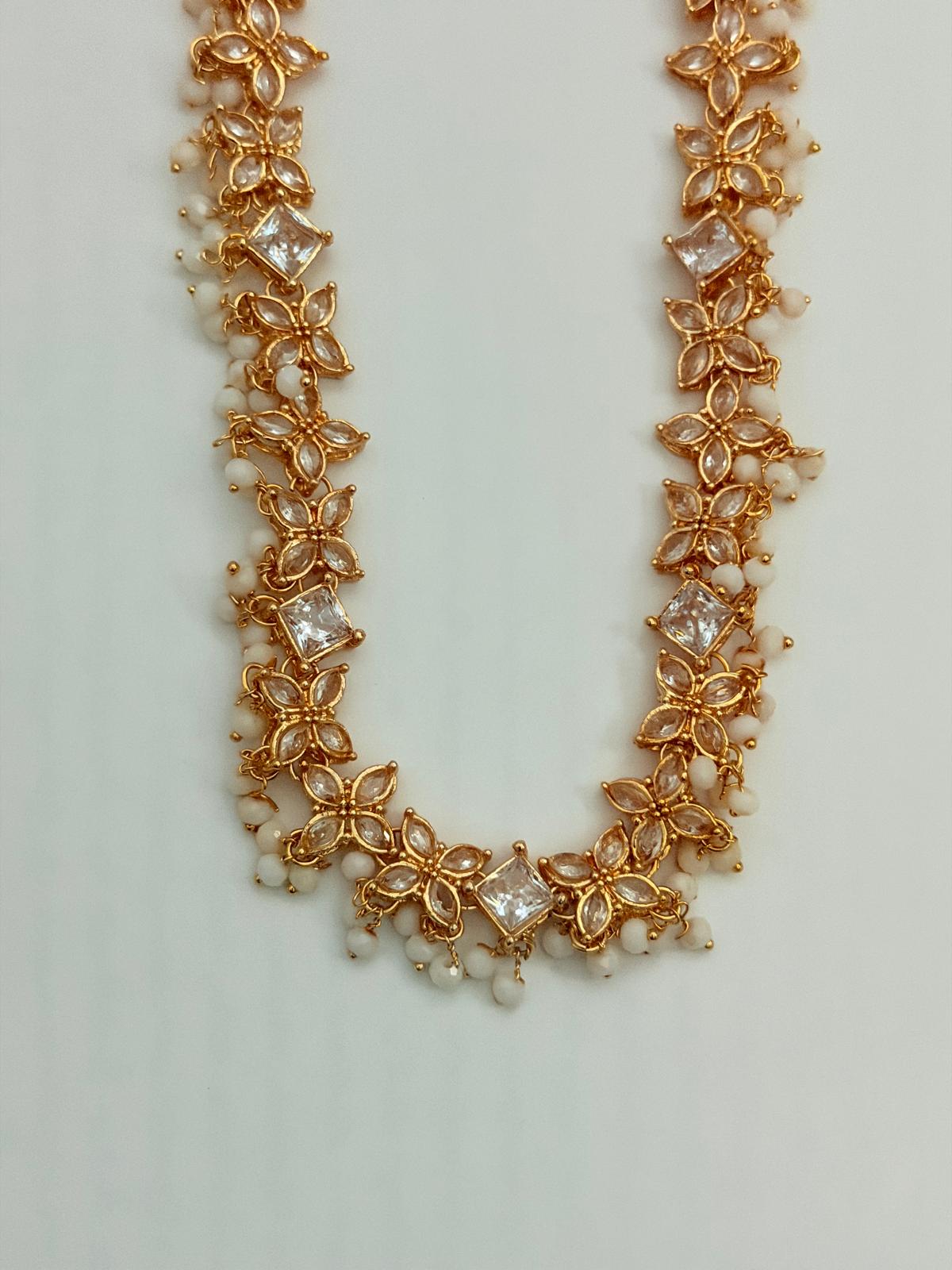 Gold‑tone Floral Necklace & Earring Set