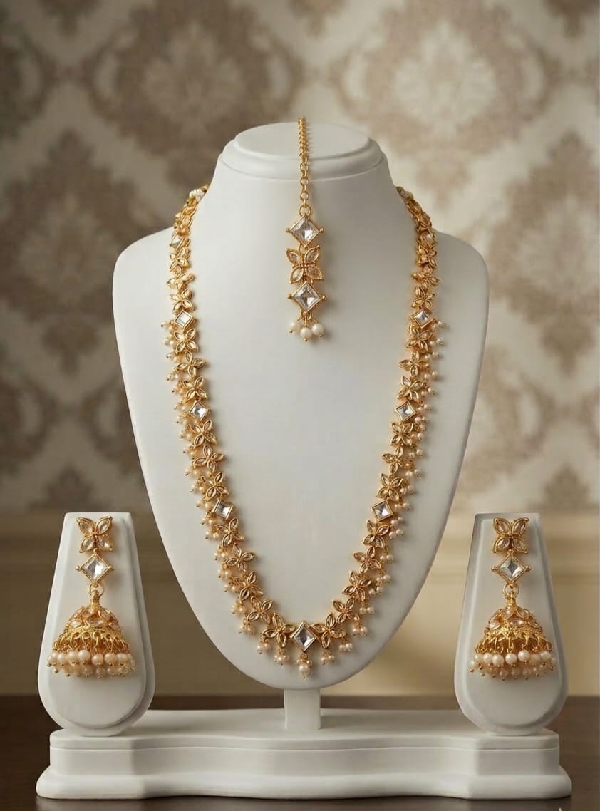 Gold‑tone Floral Necklace & Earring Set