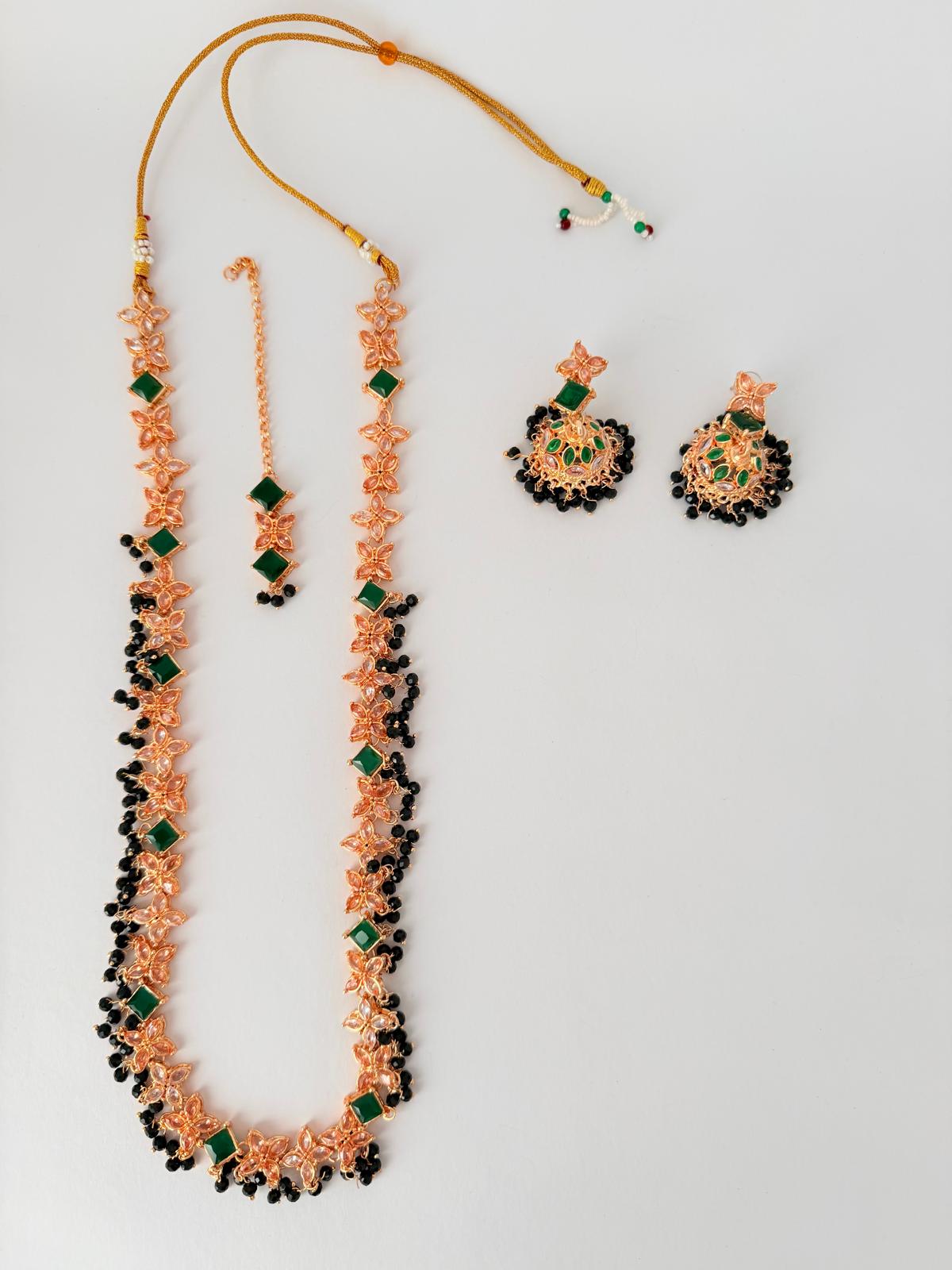 _Stunning Rose‑Gold Necklace & Earring Set_