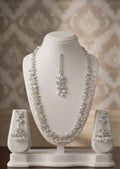 ✨Stunning silver-toned necklace set with matching earrings & maang tikka ✨