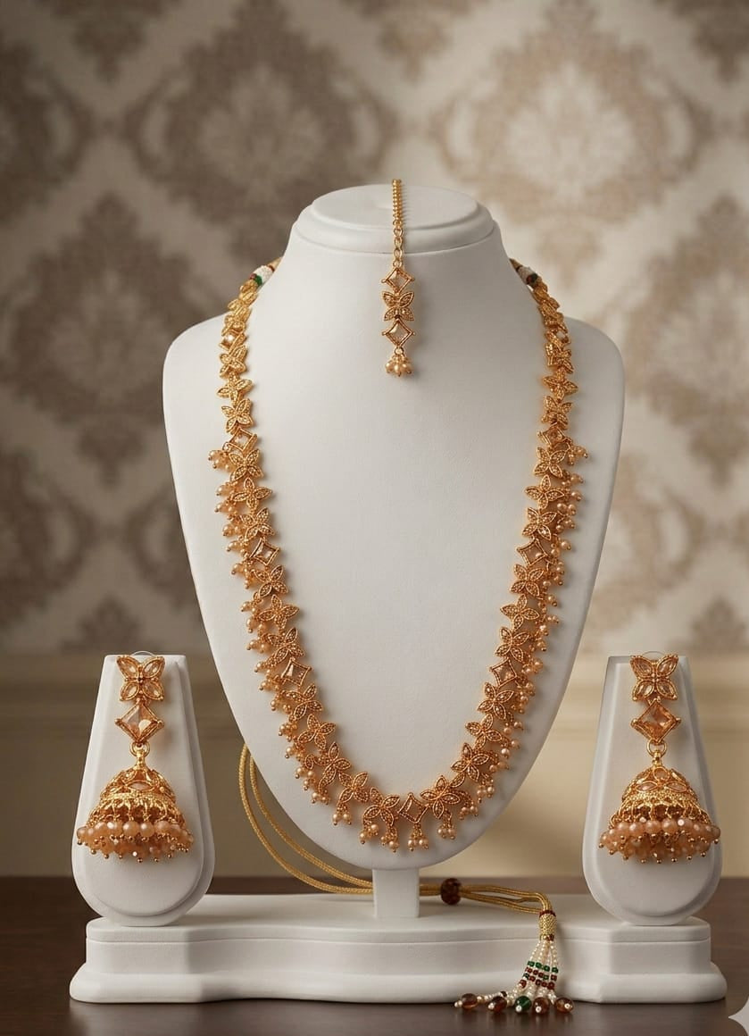 ✨ *Gold‑tone Floral Necklace & Earring Set* ✨
